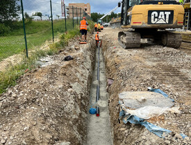 Inženýrské sítě, kanalizační šachty a vodovodní přípojky - Bytové domy Čtyři Dvory České Budějovice