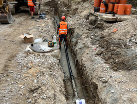 Inženýrské sítě, kanalizační šachty a vodovodní přípojky - Bytové domy Čtyři Dvory České Budějovice